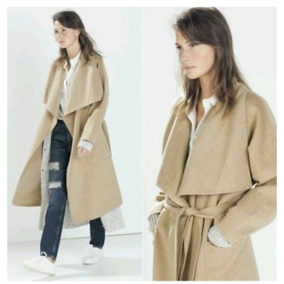 NWT RARE ZARA CAMEL BEIGE WATERFALL WOOL DRAPED COAT JACKET WINTER BLOGGER FAVE - Picture 13 of 15